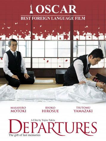 affiche film Departures deuil au Japon rituel soins au mort